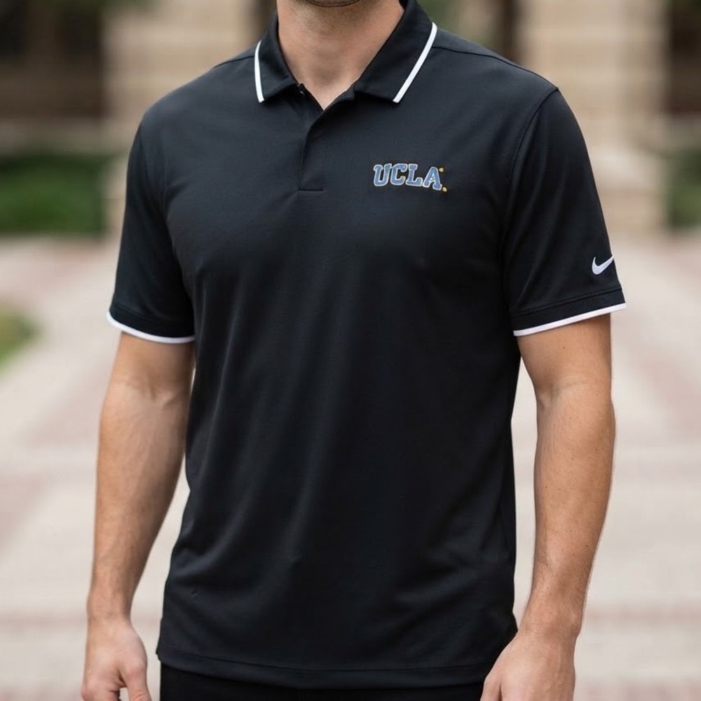 Nike Dri-FIT UCLA Bruins Polo Shirt Mens XL Black Short Sleeve Sideline Coaching